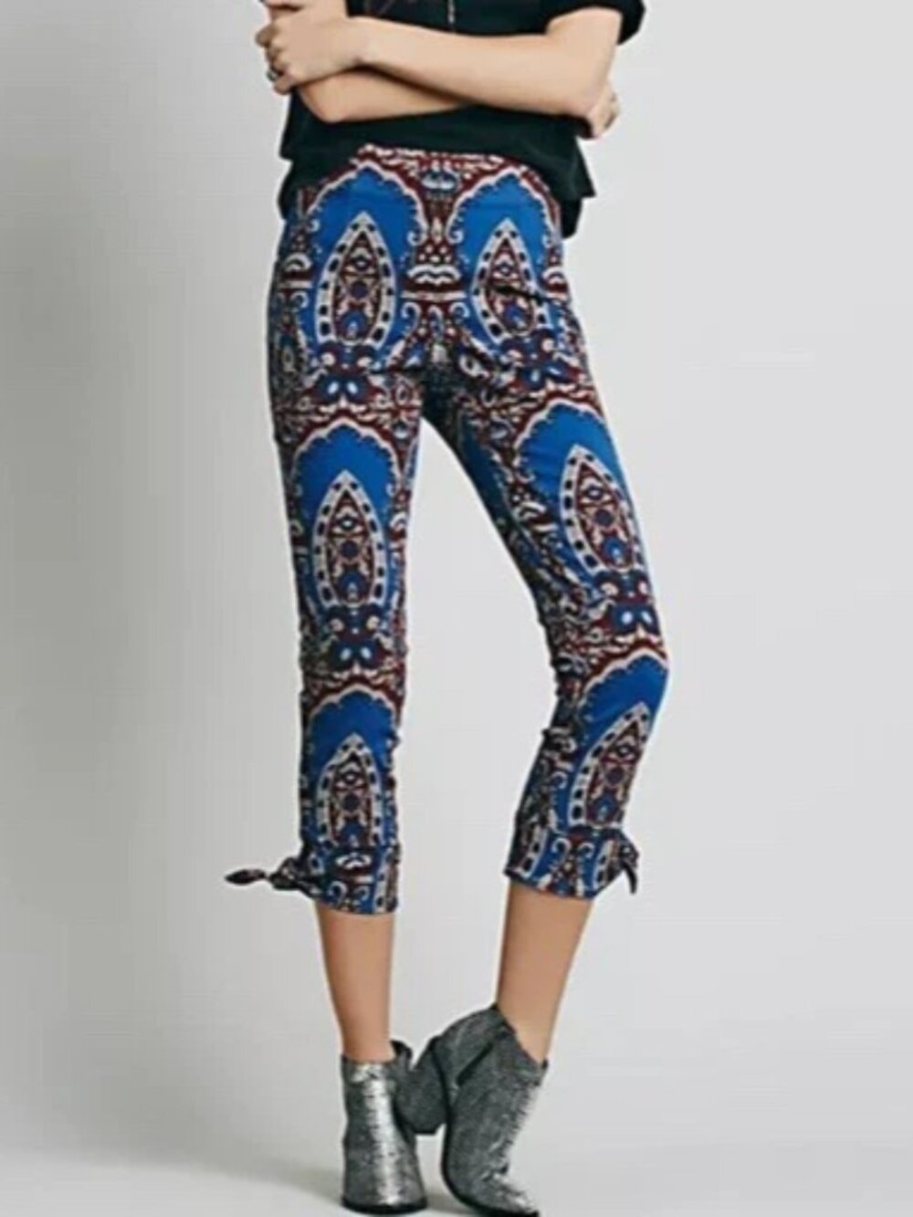 Free People Paisley Crop Pants Women's Size 6